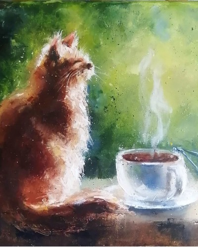 Утро, кот и кофе Утро, кот и кофе